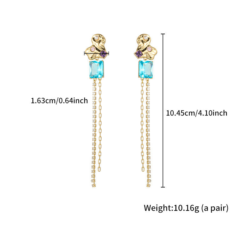 EAMIN Tassel Earrings - 14K Gold Plated with Gemstone Accents
