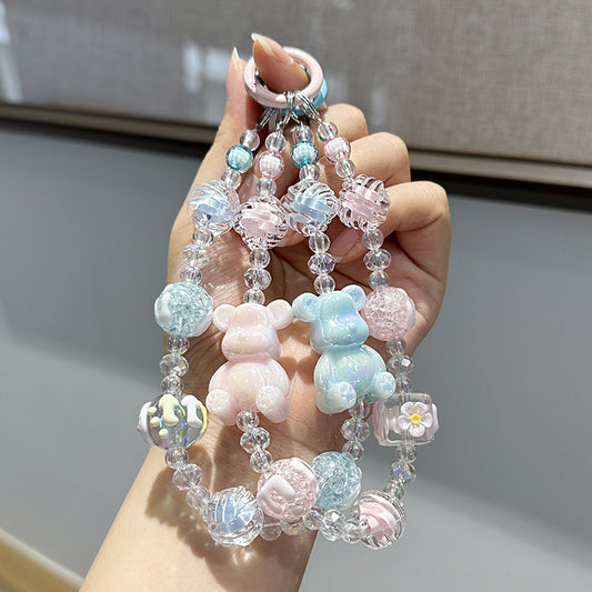 EAMIN Cartoon Bear Phone Charm - Cute Acrylic Mobile Accessory