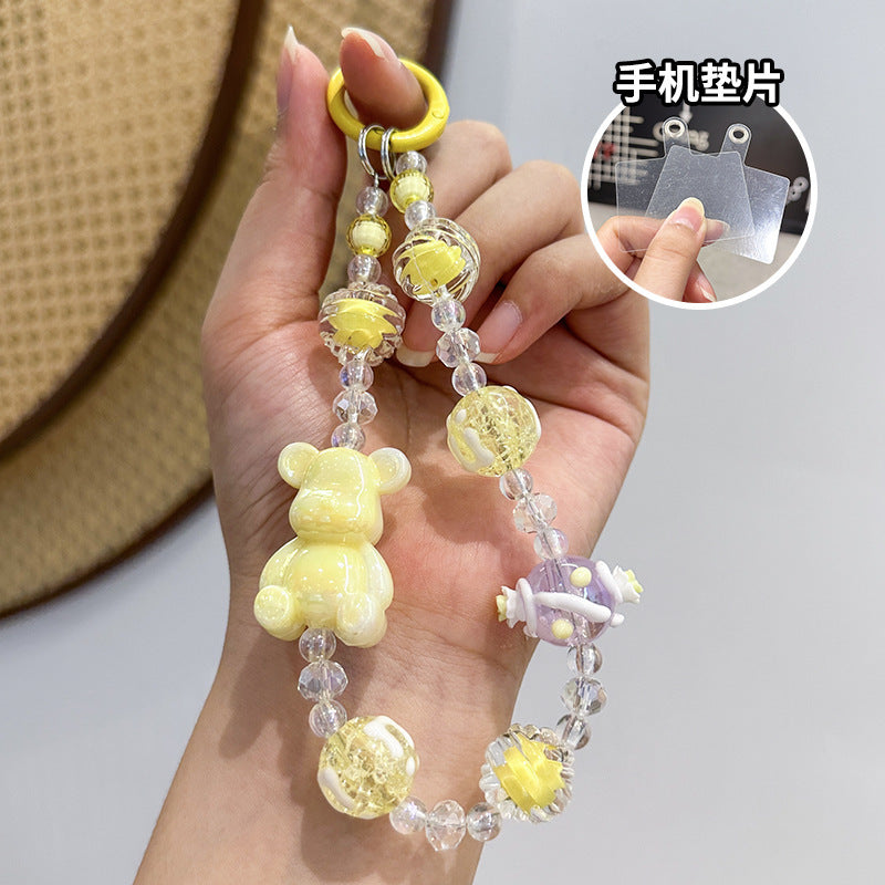 EAMIN Cartoon Bear Phone Charm - Cute Acrylic Mobile Accessory
